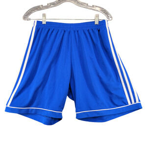 Adidas Boys ClimaLite Athletic Shorts Blue Size L Striped Drawstring